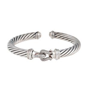 David Yurman sterling silver cable buckle bracelet